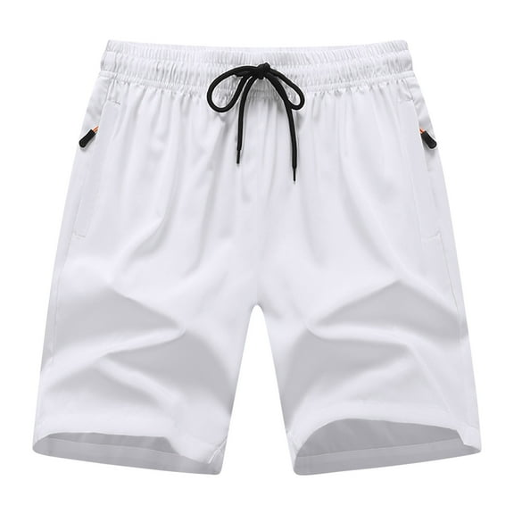 BXINGOHAI Men's Swim Trunks Quick Dry Beach Shorts with Zipper Pockets White,L