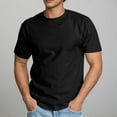 thumbnail image 1 of BXINGOHAI Men's T-Shirts Casual Knit Short Sleeve Cotton Crewneck Solid Knitted Pullover Tees Sale Black,3XL, 1 of 7