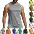 thumbnail image 1 of BXINGOHAI Men's Tank Top Cotton Muscle Workout Gym Shirts Moisture Wicking Lightweight Summer Casual Sleeveless Shirts Fall Savings Blue,XXXL, 1 of 6