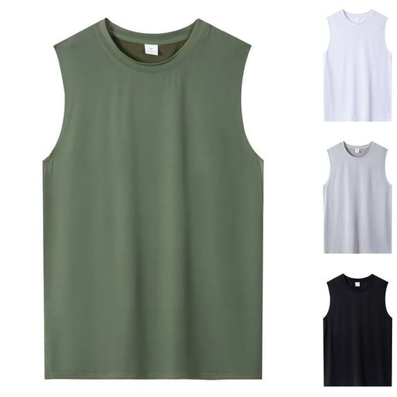 BXINGOHAI Men's Tank Top Sleeveless Shirt Lightweight Casual Gym Workout Shirts Muscle Tee Shirt Sale White,S