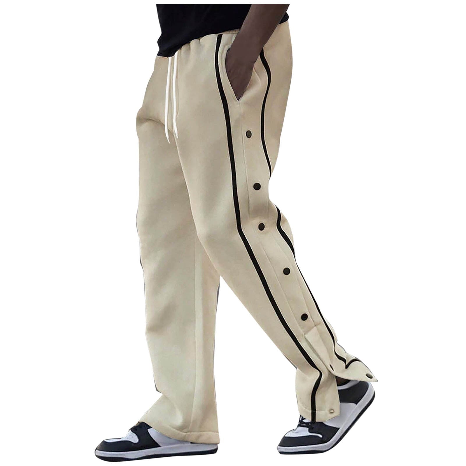 BXINGOHAI Men's Tear Away Pants 2 Side Snap Open Bottom Sweatpants