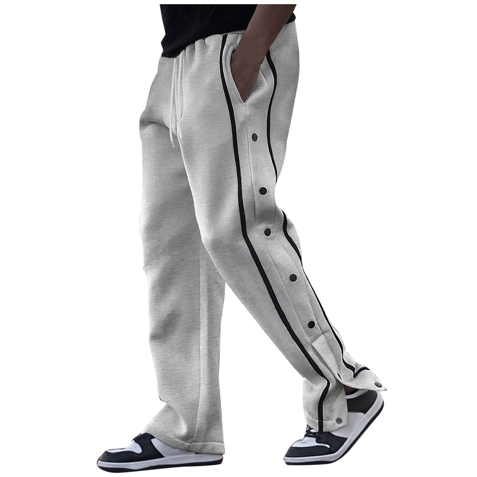 BXINGOHAI Men's Tear Away Pants 2 Side Snap Open Bottom Sweatpants