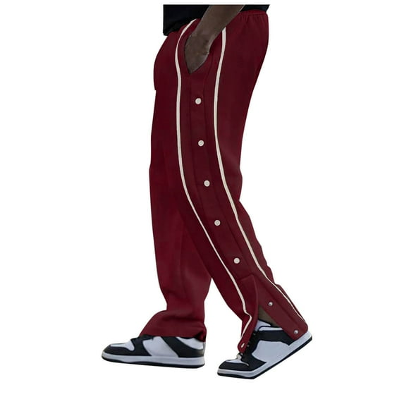 BXINGOHAI Men's Tear Away Pants 2 Side Snap Open Bottom Sweatpants Loose Fit Casual Post Surgery Pants with Pockets Today Sales Red,M