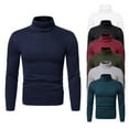 thumbnail image 1 of BXINGOHAI Men's Turtleneck Shirts, Long Sleeve Cotton Pullover Sweaters Mock Neck Knitted T Shirt Basic Slim Fit Tee Tops Navy S, 1 of 6