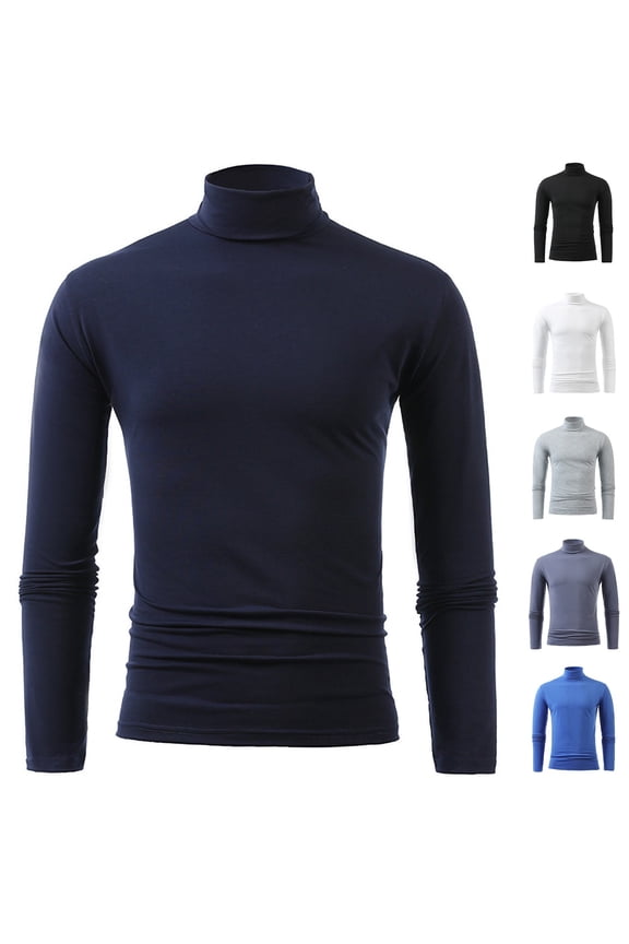 Men's Turtleneck Shirts, Long Sleeve Pullover Sweaters Mock Neck Knitted T Shirt Basic Slim Fit Tee Tops Today Sales Dark Gray,L