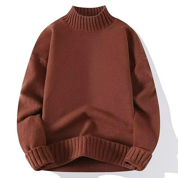 BXINGOHAI Men's Turtleneck Sweater Slim Fit Turtle Neck Sweater for Men Long Sleeve Pullover Sweater Thermal Sweater Brown,S