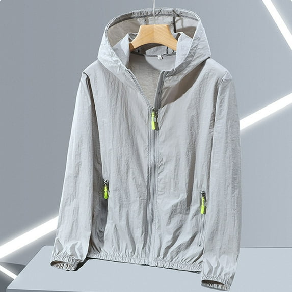 BXINGOHAI Men's Upf 50+ Sun Protection Hoodie Shirt Long Sleeve Spf Fishing Outdoor Uv Hiking Lightweight Shirts Today Gray,XL