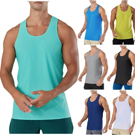 BXINGOHAI Men's Upf 50+ Tank Top Quick Dry Summer Workout Muscle Sleeveless Shirts for Swim Beach Bodybuilding Sale Black,L