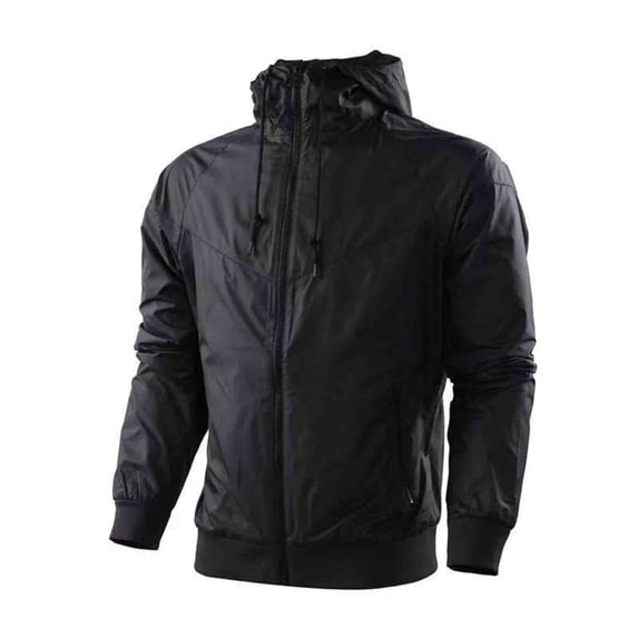 BXINGOHAI Men's Windbreaker Jacket With Zip Pockets Color Block Full Zip Windproof Hooded Wind Coat Hiking Running Jackets Black,S