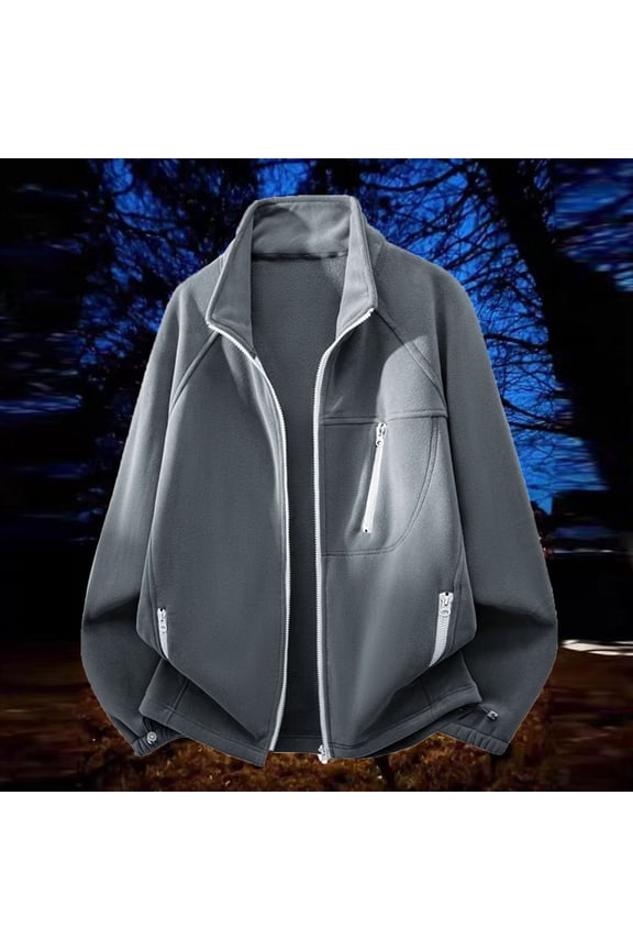 Men's Winter Jacket Thick Thermal Cotton Warm Fleece Lined Coat Trucker Lapel Work Cargo Jackets for Men Gray 4XL