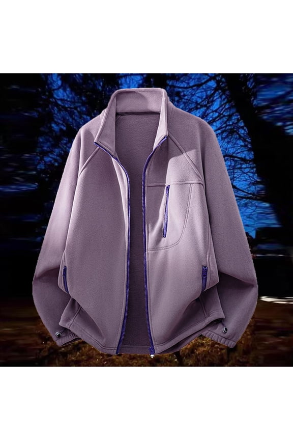 Men's Winter Jacket Thick Thermal Cotton Warm Fleece Lined Coat Trucker Lapel Work Cargo Jackets for Men Purple XL