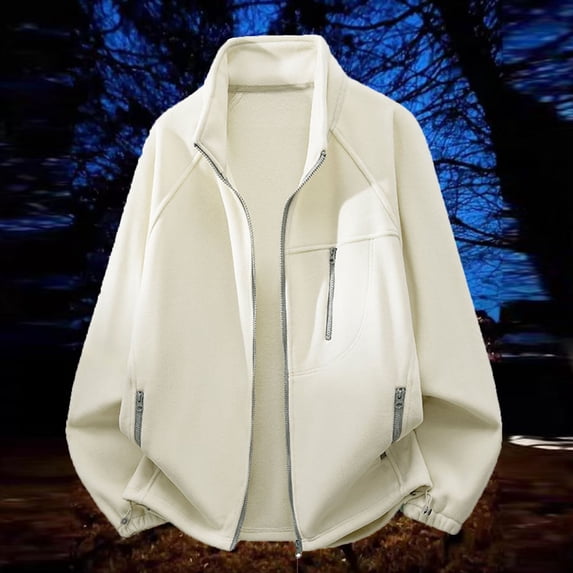 BXINGOHAI Men's Winter Jacket Thick Thermal Cotton Warm Fleece Lined Coat Trucker Lapel Work Cargo Jackets for Men White XL