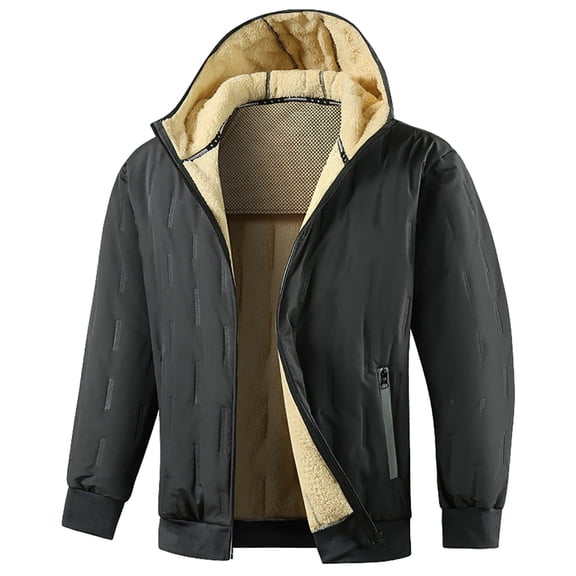 BXINGOHAI Men's Winter Jacket Thick Thermal Warm Fleece Lined Coat Lapel Work Cargo Jackets for Men Dark Gray XL