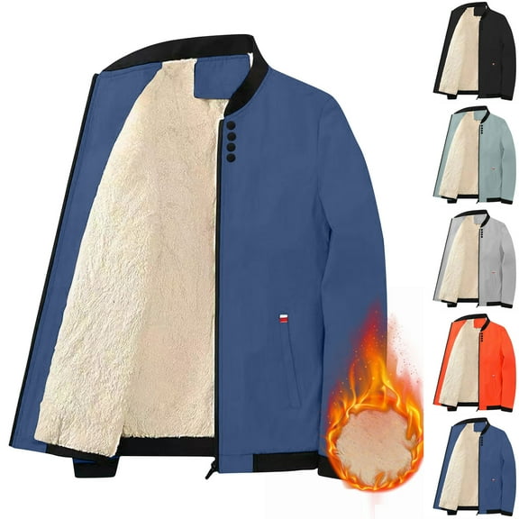 BXINGOHAI Men's Winter Zip Up Fleece Jacket Athletic Tactical Hiking Outdoor Jackets with Pockets Today Sales Navy,2XL