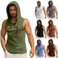 thumbnail image 1 of BXINGOHAI Men's Workout Bodybuilding Hoodies Tshirt Athletic Training Tank Tops Gym Hooded Top Cut Off Sleeveless Muscle T-Shirt Today Black,XL, 1 of 5