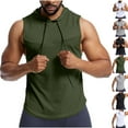 thumbnail image 1 of BXINGOHAI Men's Workout Hooded Tank Tops Sleeveless Gym Hoodies Bodybuilding Muscle Cut Off T-Shirts Today Sales White,M, 1 of 6