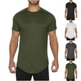 thumbnail image 1 of BXINGOHAI Men's Workout Shirts Casual Short Sleeve Mesh Athletic T-Shirts Army Green,L, 1 of 7