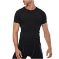 thumbnail image 1 of BXINGOHAI Men's Workout Shirts Short Sleeve Slim Fit T Shirts Athletic Gym Running Active Tee Tops Today Sales Black,L, 1 of 7
