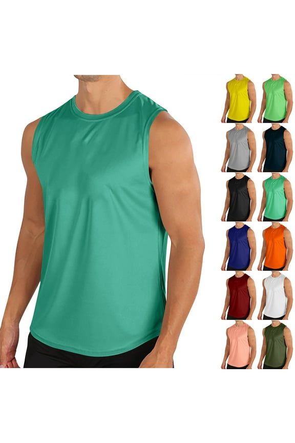Men's Workout Tank Tops Quick Dry Sleeveless Shirts for Men Muscle Moisture Wicking Bodybuilding Gym Lightweight Today Army Green,XXL