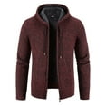 thumbnail image 1 of BXINGOHAI Men's Zip Up Hoodies Casual Long Sleeve Full Zipper Sherpa Fleece Lined Knit Cardigan Sweater fall winter Jacket with Pockets Today Wine,S, 1 of 4
