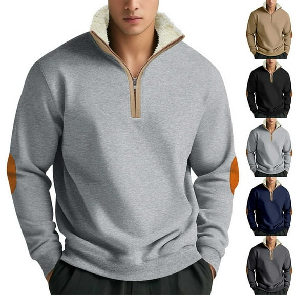 BXINGOHAI Men's casual Crewneck Sweatshirt Thick Loose fit Soft Basic Pullover Sweatshirt Today Khaki,M