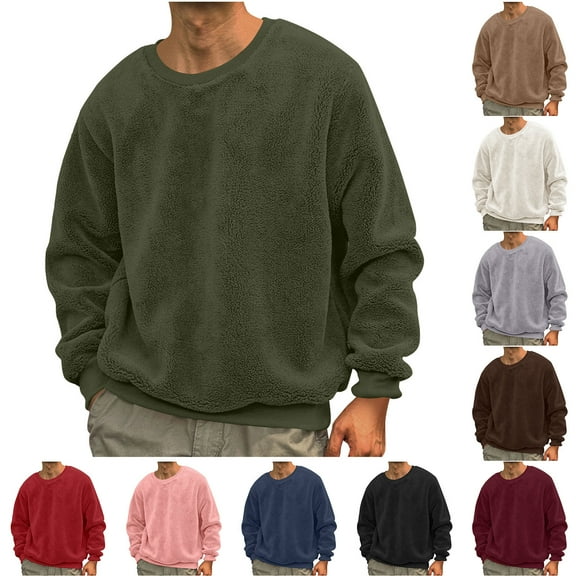 BXINGOHAI Men's casual Crewneck Sweatshirt Thick Loose fit Soft Basic Pullover Sweatshirt Today Red,S