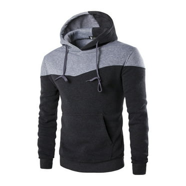 BXINGOHAI Men'sColor Block Hoodie Sweatshirts Resistant Pullover Tops Outdoor Sport Gym Long Sleeve Sweatshirt With Pocket Drawstring Fall Savings Dark Gray,XL