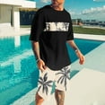 thumbnail image 1 of BXINGOHAI Mens 2 Piece Outfits Tropical Print Short Sleeve Button Down Hawaiian Shirt and Shorts Set Today Black,M, 1 of 5