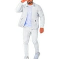 thumbnail image 1 of BXINGOHAI Mens 2 Piece Outfits Waffle Lapel Tracksuits Full Zip Long Sleeve Jacket and Drawstring Elastic Waist Pants 2024 Casual Daily Sets White,M, 1 of 4