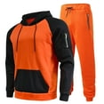 thumbnail image 1 of BXINGOHAI Mens 2 Pieces Sweatsuits Color Block Hoodie Tracksuits Loose Fit Long Sleeve Sweatshirts And Elastic Waist Sweatpants Athletic Running Workout Outfits Today Orange,L, 1 of 4