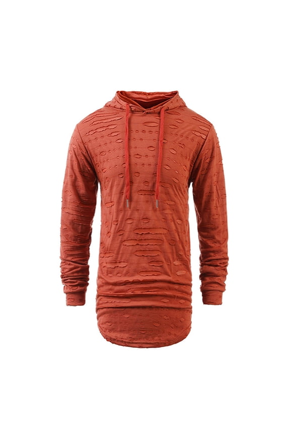 Mens 2 Pieces Sweatsuits Fashion Hole Hoodie Tracksuits Loose Fit Long Sleeve Sweatshirts And Elastic Waist Sweatpants Athletic Running Workout Outfits Today Sales Orange,XL