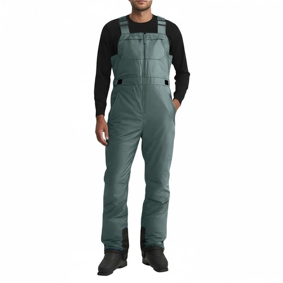 BXINGOHAI Mens Bib Overalls Insulated Waterproof Bibs Snow Pants Men Shoulder Strap Snowboard Pants with Pockets Army Green,M