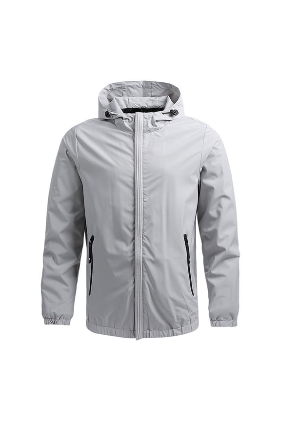 Mens Big And Tall Hoodie Jackets With Zip Pockets Full Zip Up Long Sleeve Coats Sun Protection Windbreaker Jacket Outdoor Jogging Workout Outwear Today Gray,M