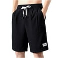 thumbnail image 1 of BXINGOHAI Mens Cargo Short Men's Mens Cargo Shorts Retro Scottish Plaid Contrast Waistband Pleated Skirt Big and Tall Shorts for Men Black Shorts Men Black,L, 1 of 2