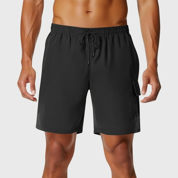 BXINGOHAI Mens Cargo Shorts Casual Solid Color Lightweight Summer Outdoor Cargo Shorts with Multi Pockets Black,S