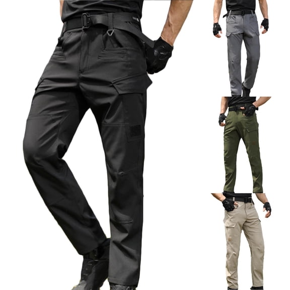 BXINGOHAI Mens Cargo Tactical Pants with Pockets Work Hiking Lightweight Ripstop Military Pants Army Green S