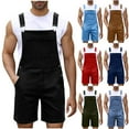 thumbnail image 1 of BXINGOHAI Mens Casual Bib Overall Shorts Lightweight Loose Fit Denim Jumpersuit Walkshort Pockets Rompers Coffee,M, 1 of 6