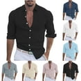 thumbnail image 1 of BXINGOHAI Mens Casual Button Down Shirts Long Sleeve Untucked Stretch Dress Shirt Beige XL, 1 of 7