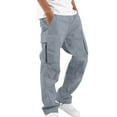 thumbnail image 1 of BXINGOHAI Mens Casual Cargo Pants Drawstring Loose Fit Work Pants Lightweight Outdoor Sport Workout Pants Solid With Pocket Elastic Waist Pants Fall Savings Gray,M, 1 of 5