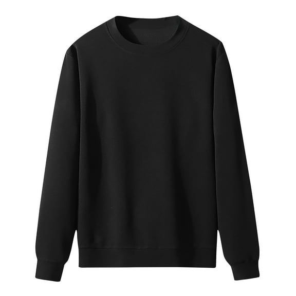 BXINGOHAI Mens Casual Crew Neck Hoodless Sweatshirt Soft Long Sleeve Pullover Shirt 2025 Fall Winter Jogging Tops Today Black,XXL