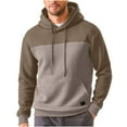 thumbnail image 1 of BXINGOHAI Mens Casual Hooded Sweatshirt Basic Solid Pullover Hoodies Tops Outdoor Athletic Workout Long Sleeve Shirts With Pocket Drawstring Khaki,XXL, 1 of 5
