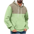 thumbnail image 1 of BXINGOHAI Mens Casual Hoodies Sweatshirts Thin Fleece Pullover Sweatshirt Color Block Long Sleeve Hooded Outdoor Daily Tops With Pocket Drawstring Today Deals Green,XL, 1 of 4