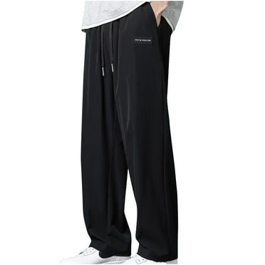 BXINGOHAI Mens Casual Pants Drawstring Resistant Jogging Pants Lightweight Loose Fit Pants Elastic Waistband Solid Pants Athletic Running Workout Pants With Pocket Clearance Sale Black,XXXL