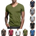 thumbnail image 1 of BXINGOHAI Mens Casual Slim Fit Short Sleeve T-Shirts Soft Lightweight V-Neck Coffee,5XL, 1 of 7
