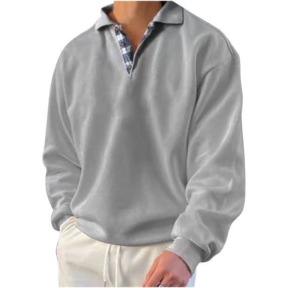 BXINGOHAI Mens Casual Sweatshirt Resistant Pullover Tops Basic Solid V Neck Long Sleeve Shirts Outdoor Daily Bottoming Sweatshirts Today Sales Gray,XXXL