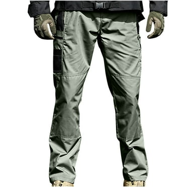 BXINGOHAI Mens Cotton Cargo Pants Drawstring Breathable Work Pants Outdoor Military Tactical Pants Athletic Hiking Workout Pants With Multiple Pocket Today Deals Green,XL