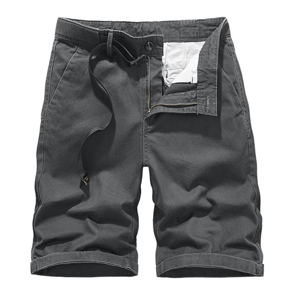 BXINGOHAI Mens Cotton Cargo Shorts Breathable Solid Work Shorts Athletic Running Hiking Workout Shorts With Pockets Fall Savings Dark Gray,L