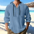 thumbnail image 1 of BXINGOHAI Mens Cotton Linen Hoodies Long Sleeve Button Down Shirts Casual Hawaiian Beach Yoga Sweatshirts Blue M, 1 of 6