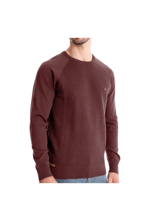 Mens Crewneck Pullover Sweater Textured Long Sleeve Knitted Sweaters fall winter Sweater tops Today Red,M