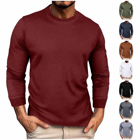 BXINGOHAI Mens Crewneck Pullover Sweater Waffle Textured Solid Knitted Soft Long Sleeve Sweaters Casual Shirts Army Green,XL